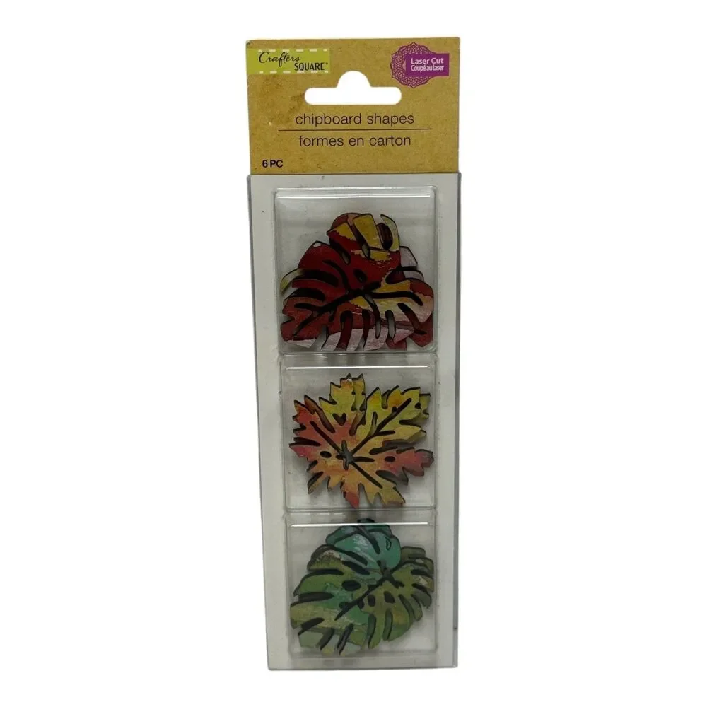Crafter's Square Chipboard Shapes Floral Leaf Craft Embellishments 5 Pack